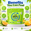 AnChic Liquid Omega-3 Algae Oil Supplement | 1200mg DHA + EPA Per Serving | Plant-Based Vegan Omega 3 | Supports Brain & Eye Health | No Fishy Taste, Mango Orange Flavor | 15 Single-Serve Packets